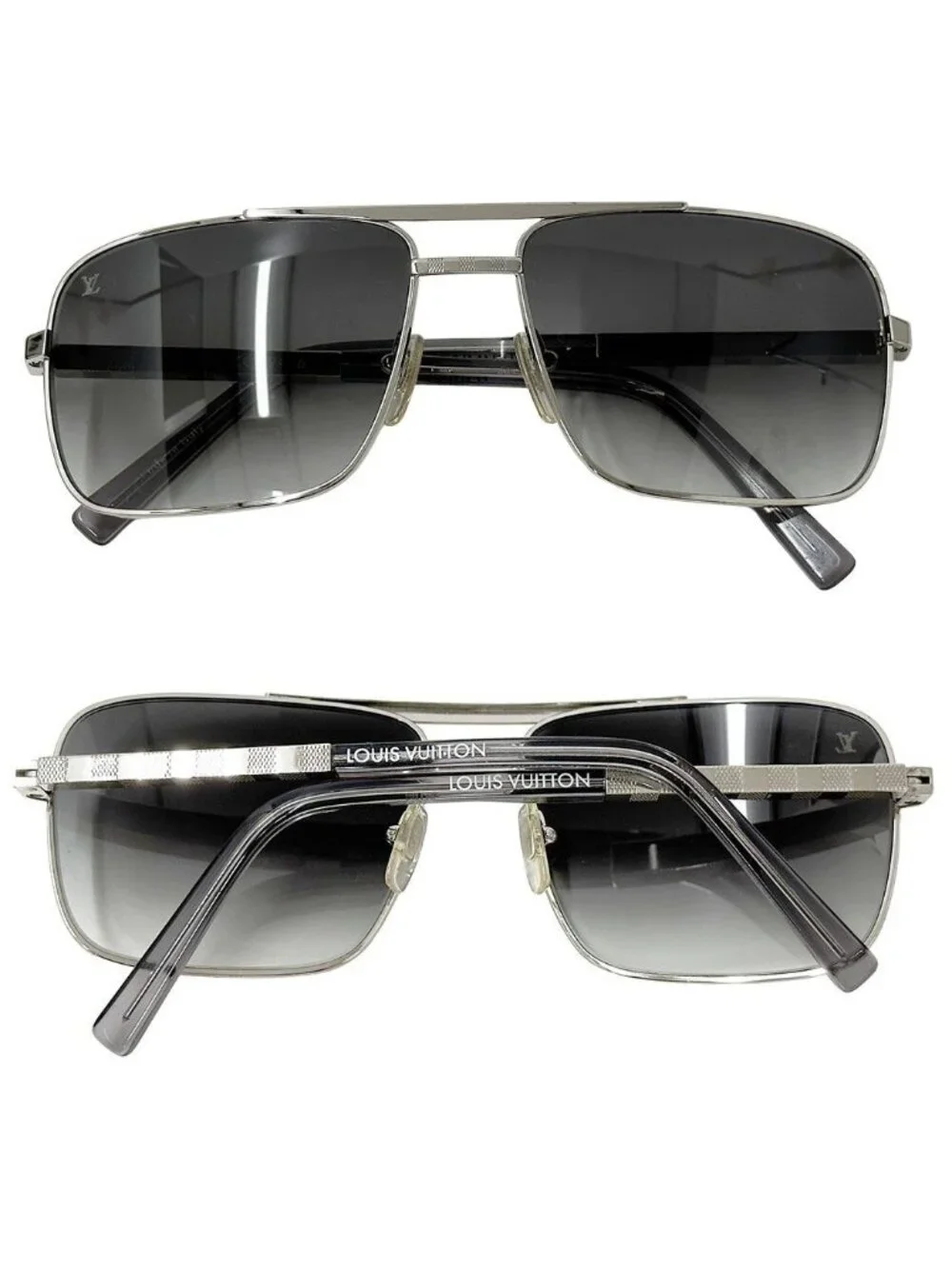 Louis Vuitton Sunglasses Metal Acetate Damier Attitude Aljan Silver Gray 16
